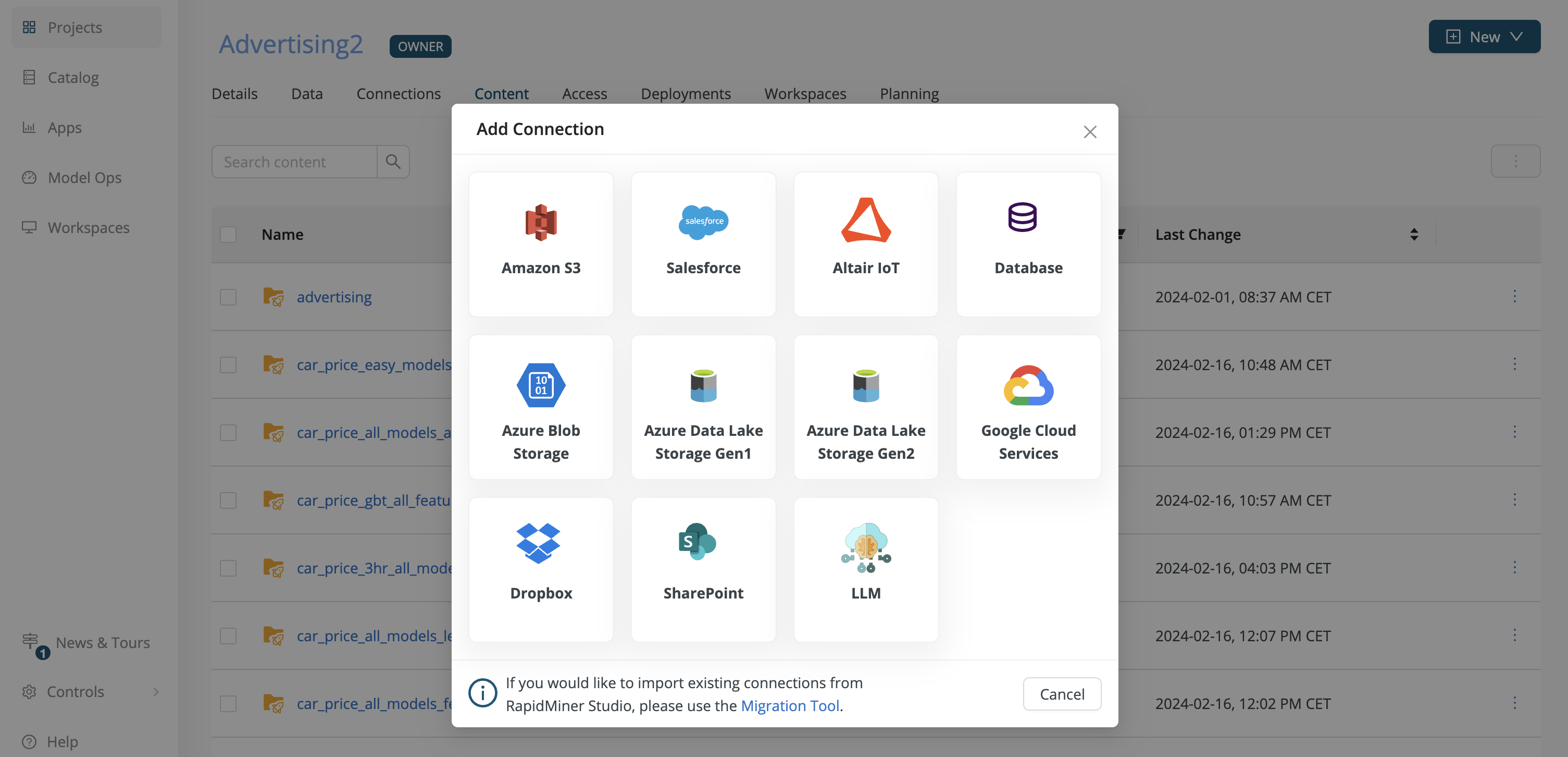 Add connection dialog