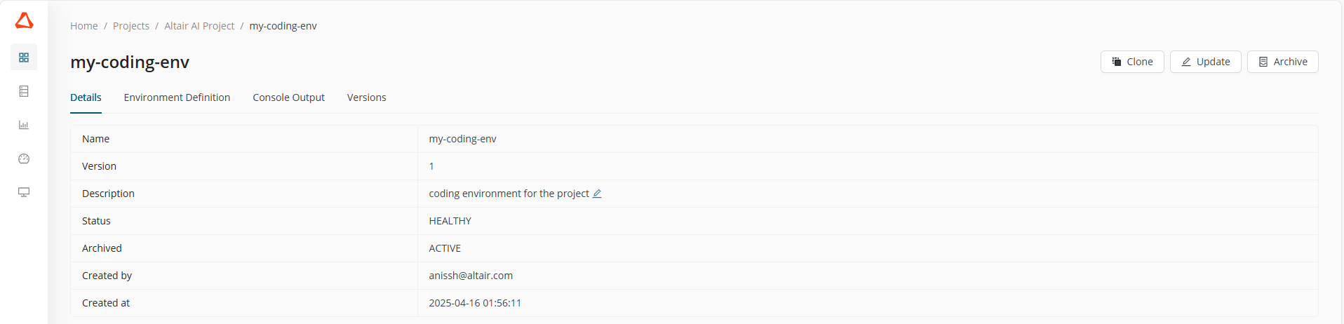 Coding environment details