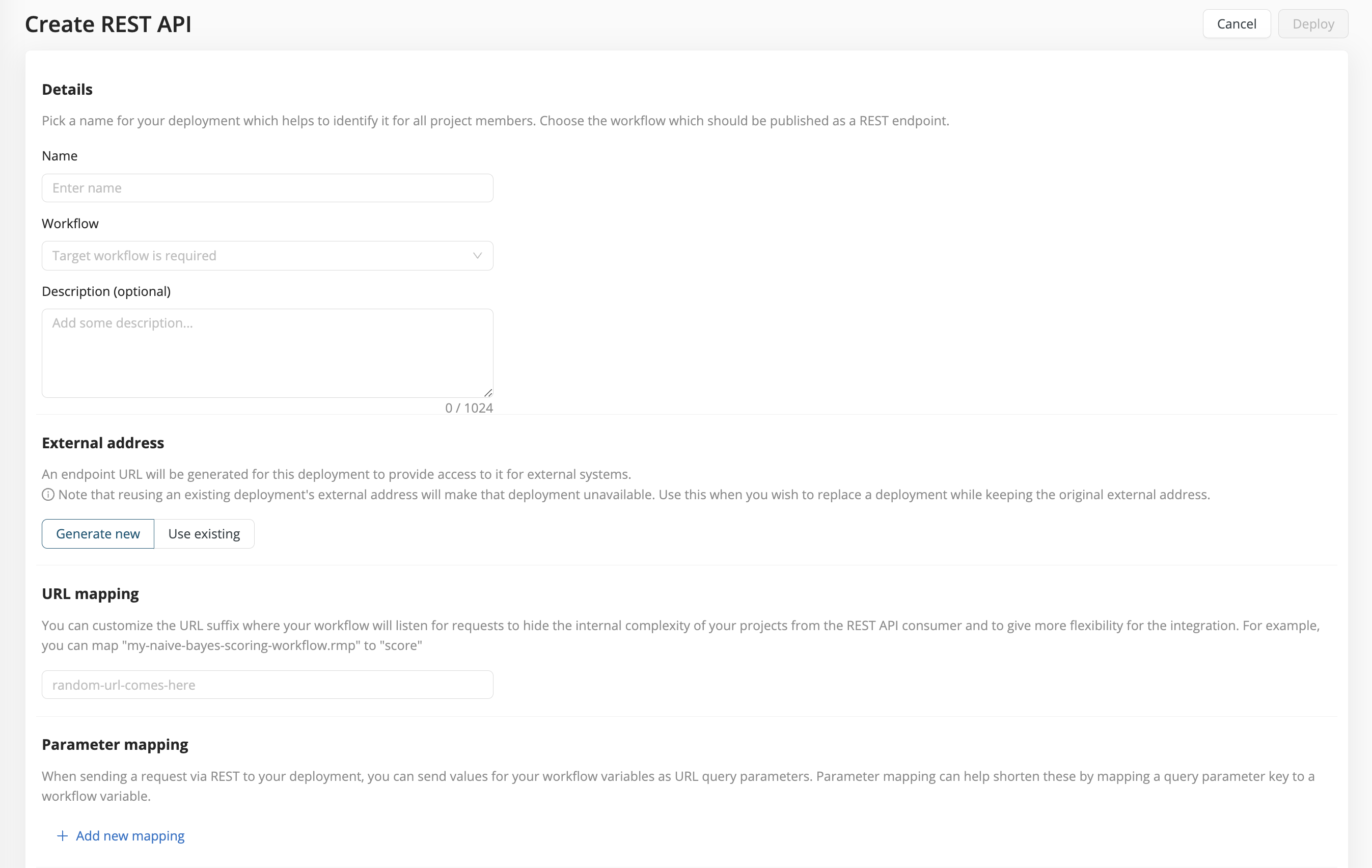 Create REST API deployment