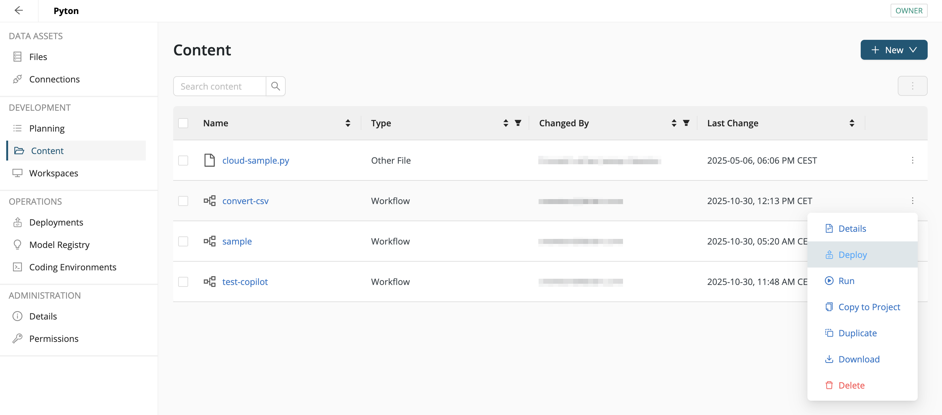 Action deploy from workflow
