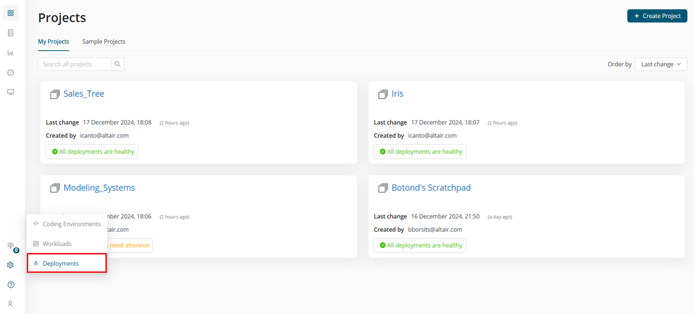 Deployment page