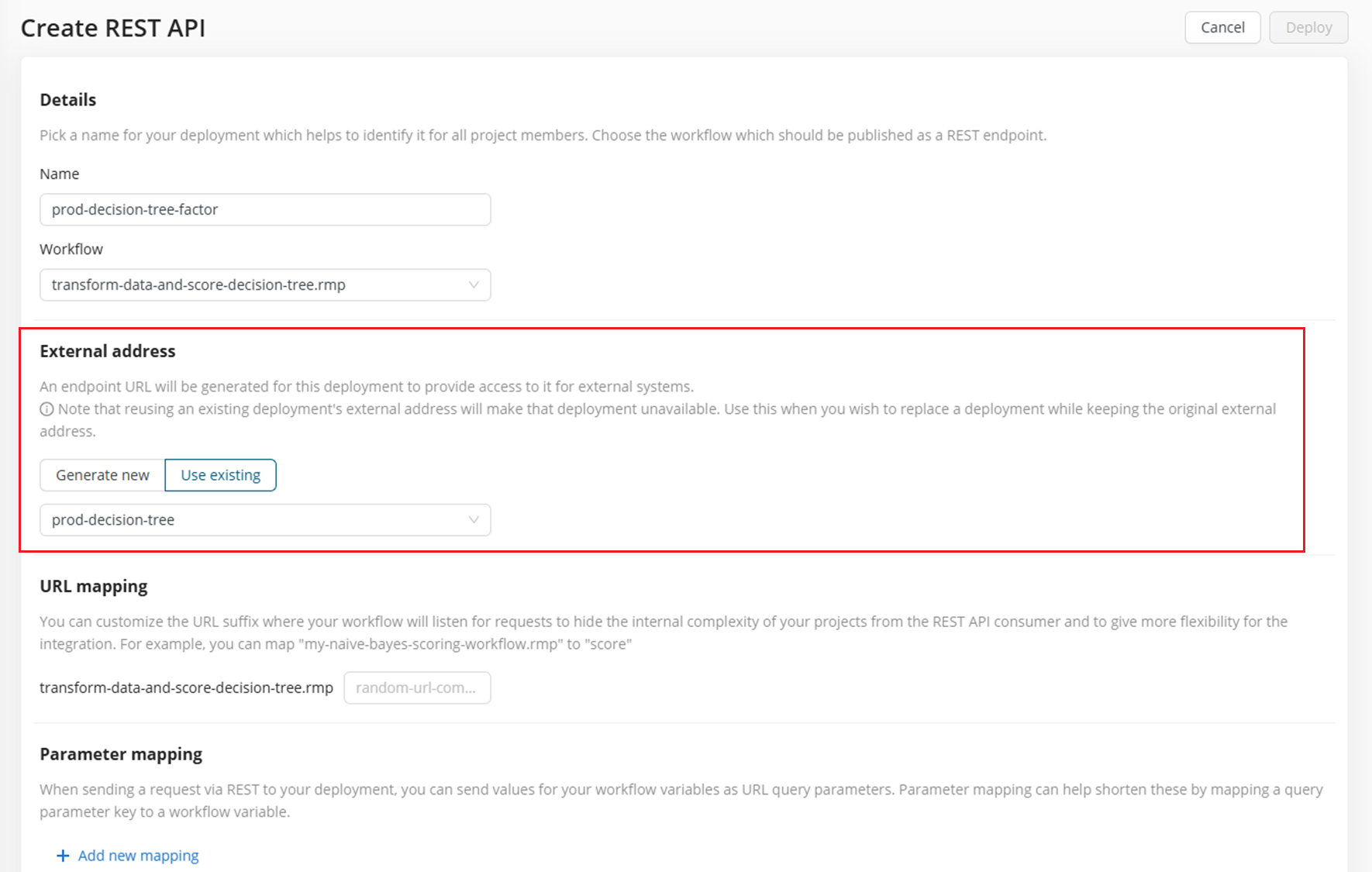 External address management