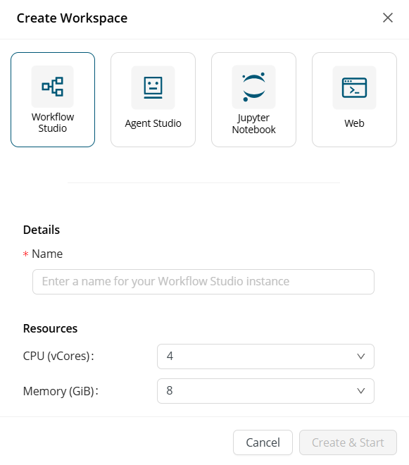 Workflow Studio as a Workspace