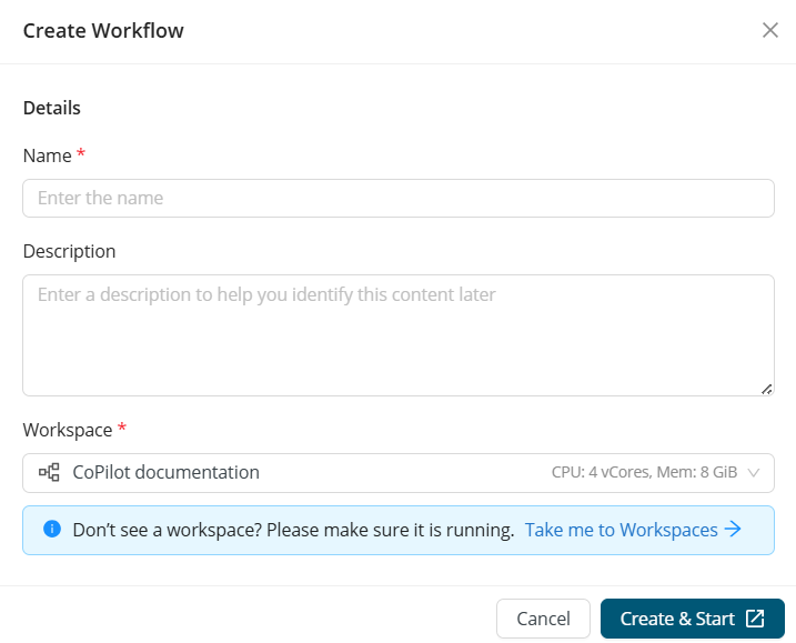 Workflow Studio as a Workspace