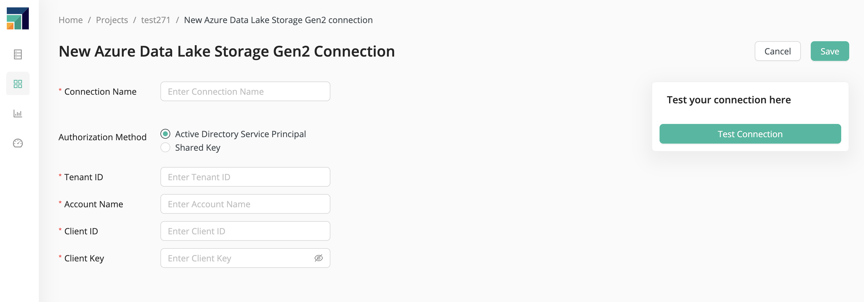 New Azure Data Lake Storage Gen2 Connection