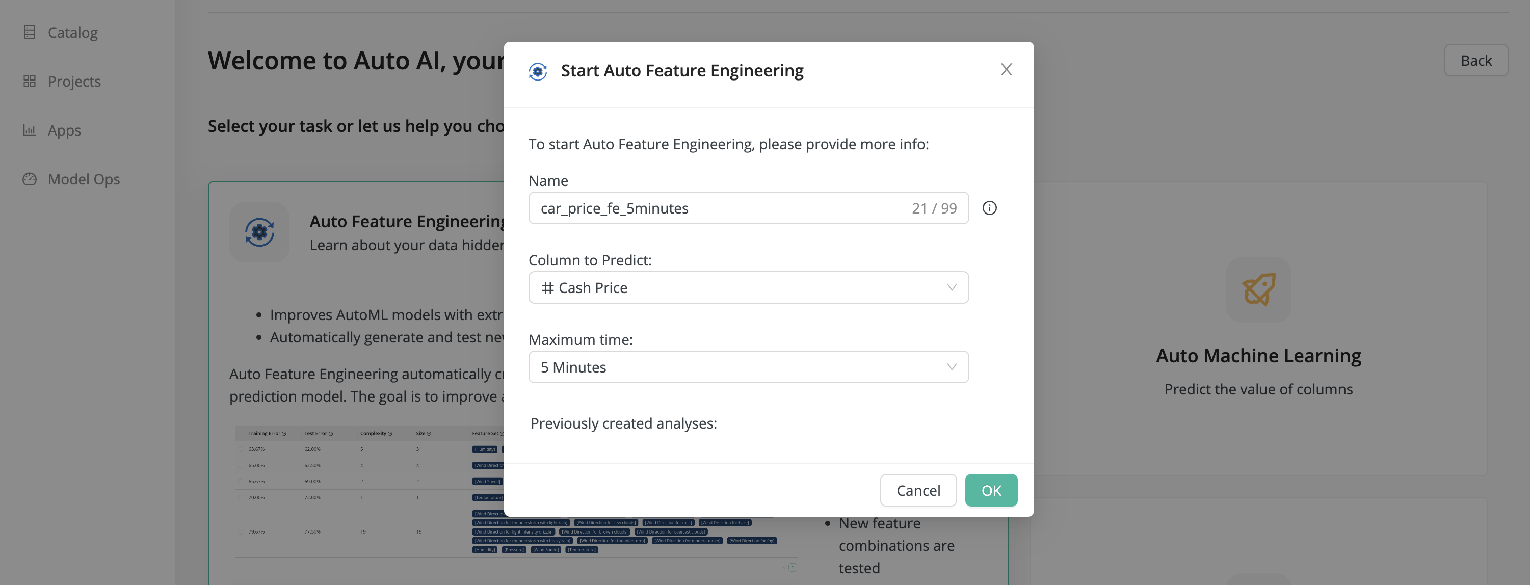 Start Auto Feature Engineering